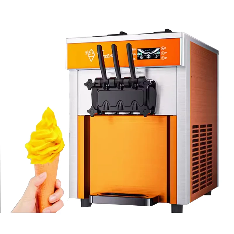 Soft Ice Cream Machine Commercial Stainless Steel Fully Automatic Table Vertical Sundae Freeze Equipments Cone Maker