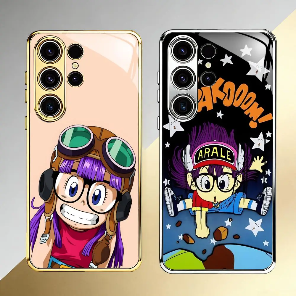 Fashion Animation D-Dr. Slump Phone Case For Samsung S26 S25 S24 S23 S22 S21 Plus Ultra FE Edge Electroplated glass