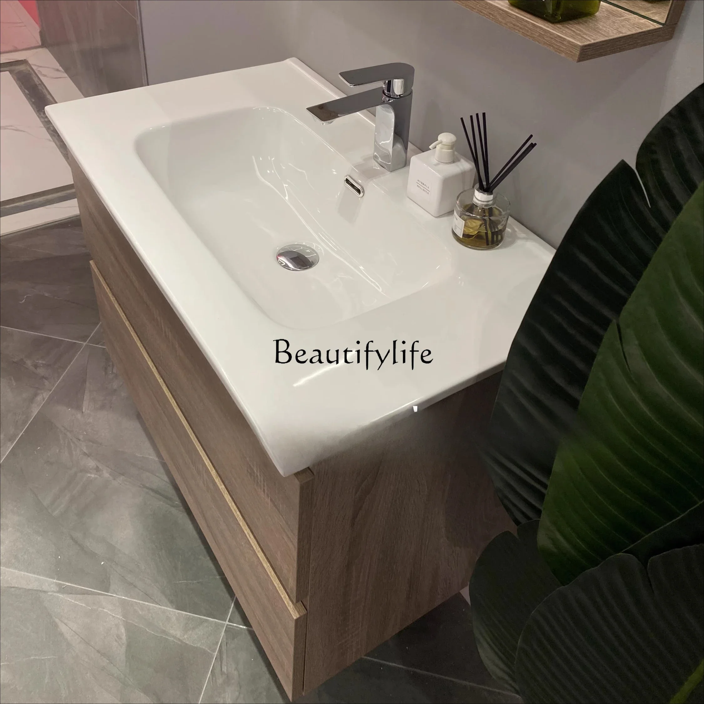 

yj39 Integrated ceramic basin Nordic modern style simple export quality bathroom cabinet washbasin
