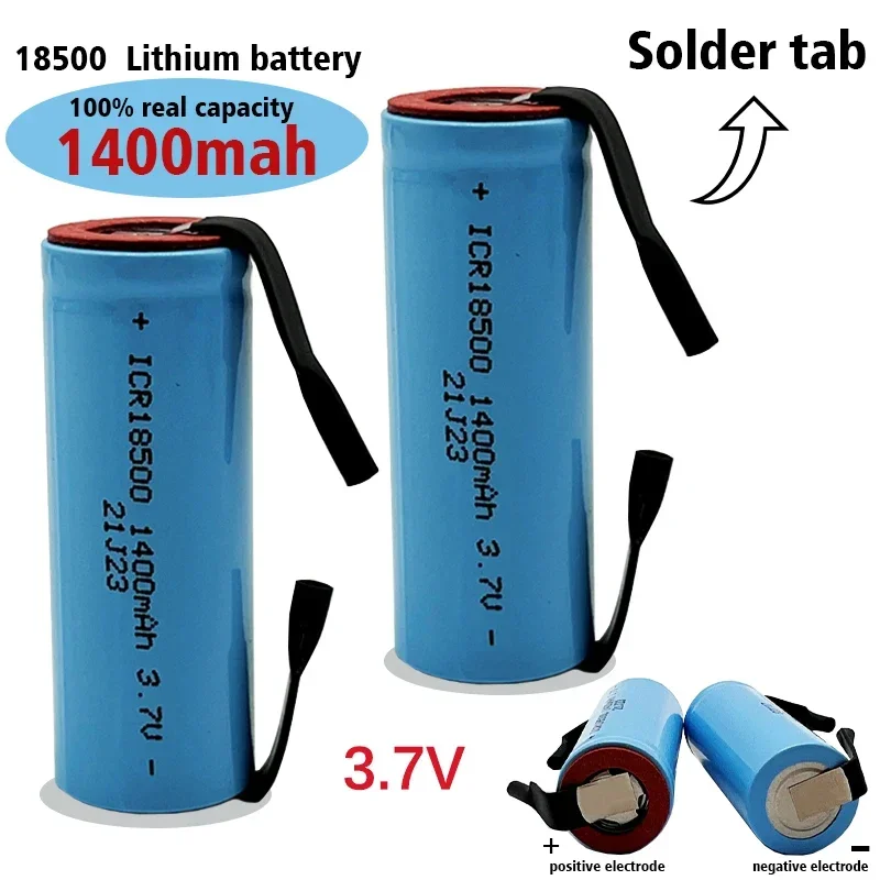 

New original 18500 battery 1400mAh 3.7V rechargeable lithium-ion battery suitable for LED flashlights+nickel DIY