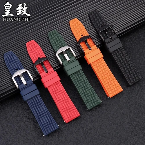 Imagen 2 del producto Correa de silicona resistente al agua para reloj Omega Tudor Seiko Tissot IWC Mido, pulsera de 20 a 22mm, correa de reloj de goma deportiva resistente al agua naranja