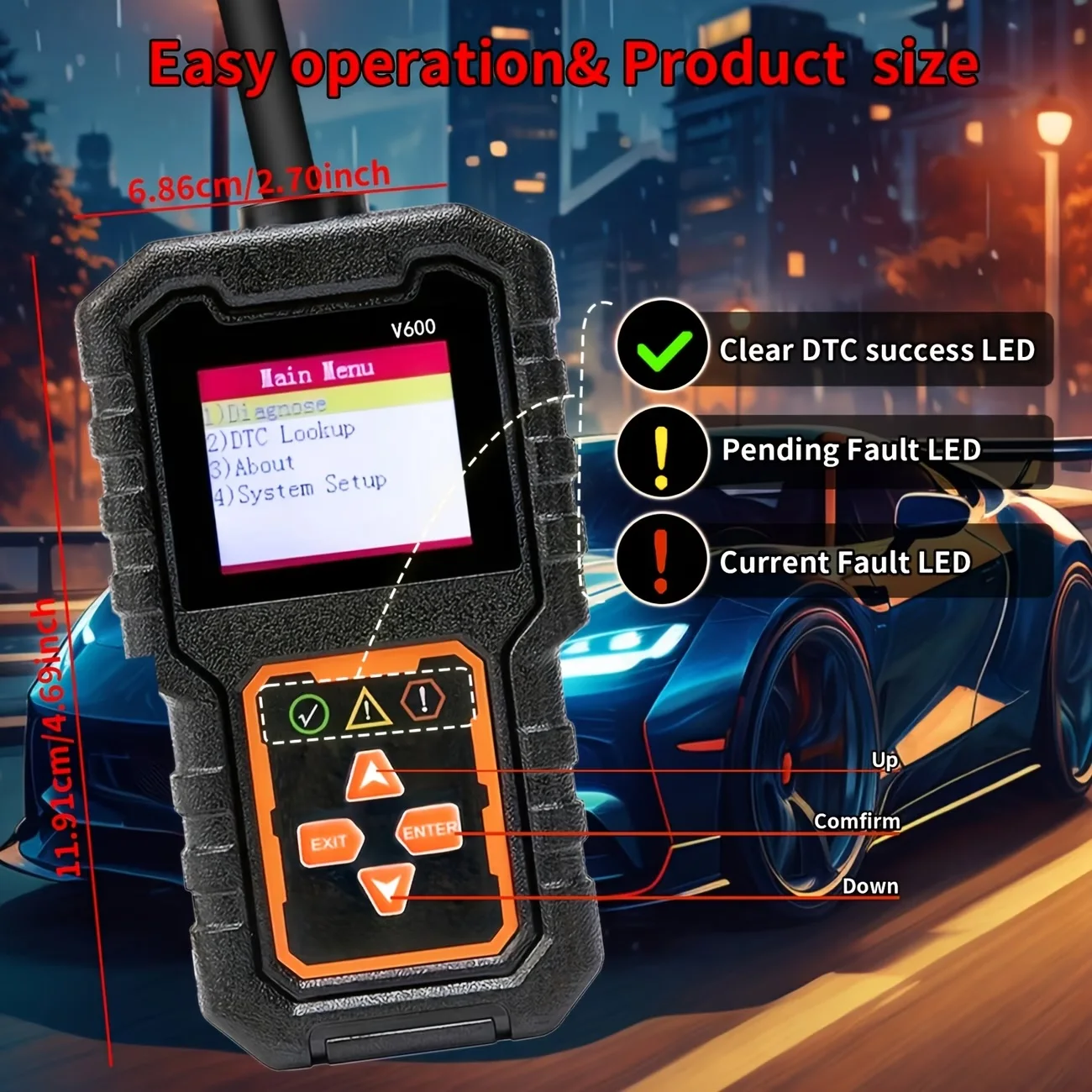 Picture 5: V600 OBD2 Diagnostic Scanner Car Code Reader Vehicle Health Inspection Tool Auto Code Reader Scanner