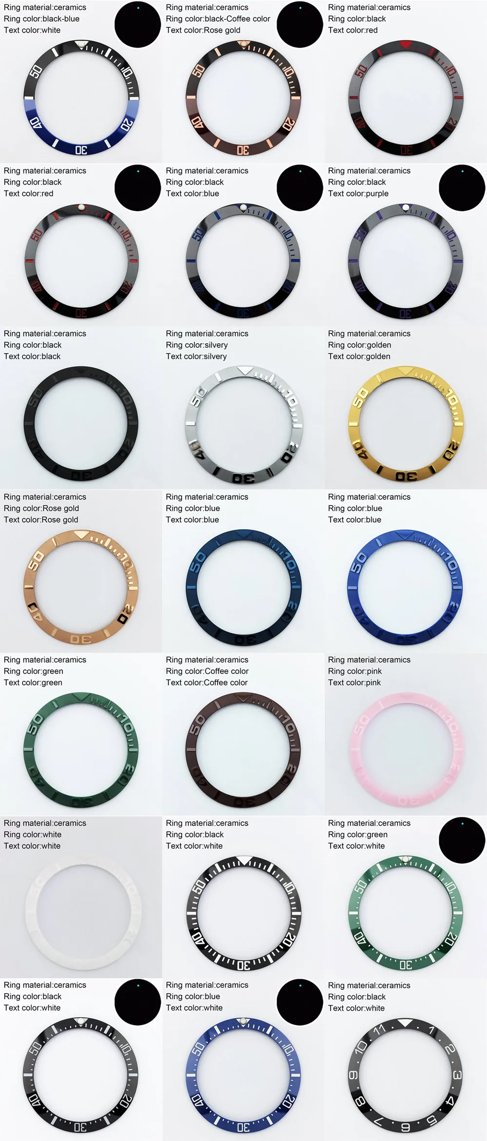 38-30,7 mm Keramik-Lünette mit schräger Oberfläche und Super-Luminova-Beschichtung, passend für 40-mm-Uhrengehäuse, Uhrenzubehörteile – Detail 5