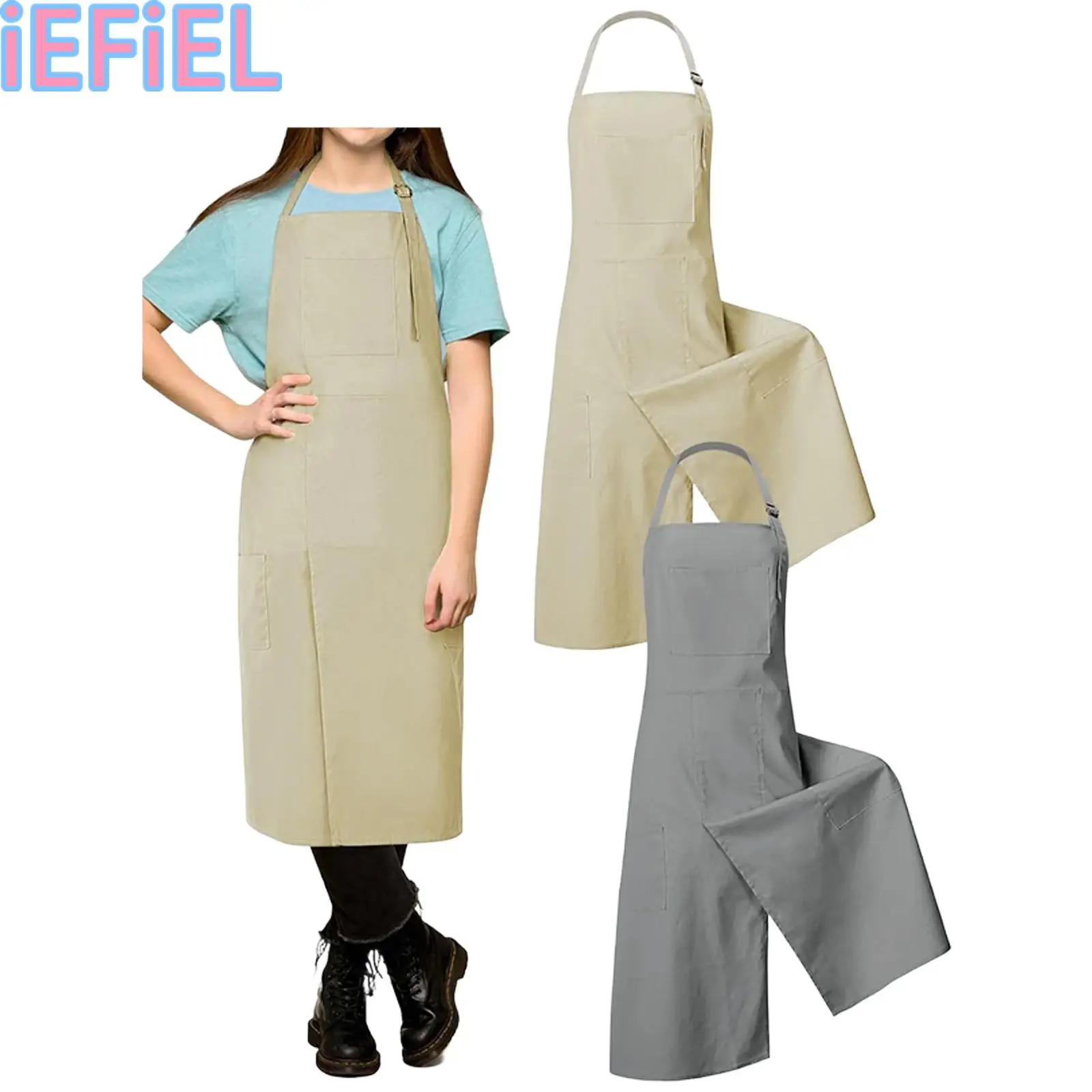 Canvas Aprons Adjustable Strap with Pockets Overlapped Split-Leg Apron for Potters Gardeners Artists Ceramics Clay Women Men