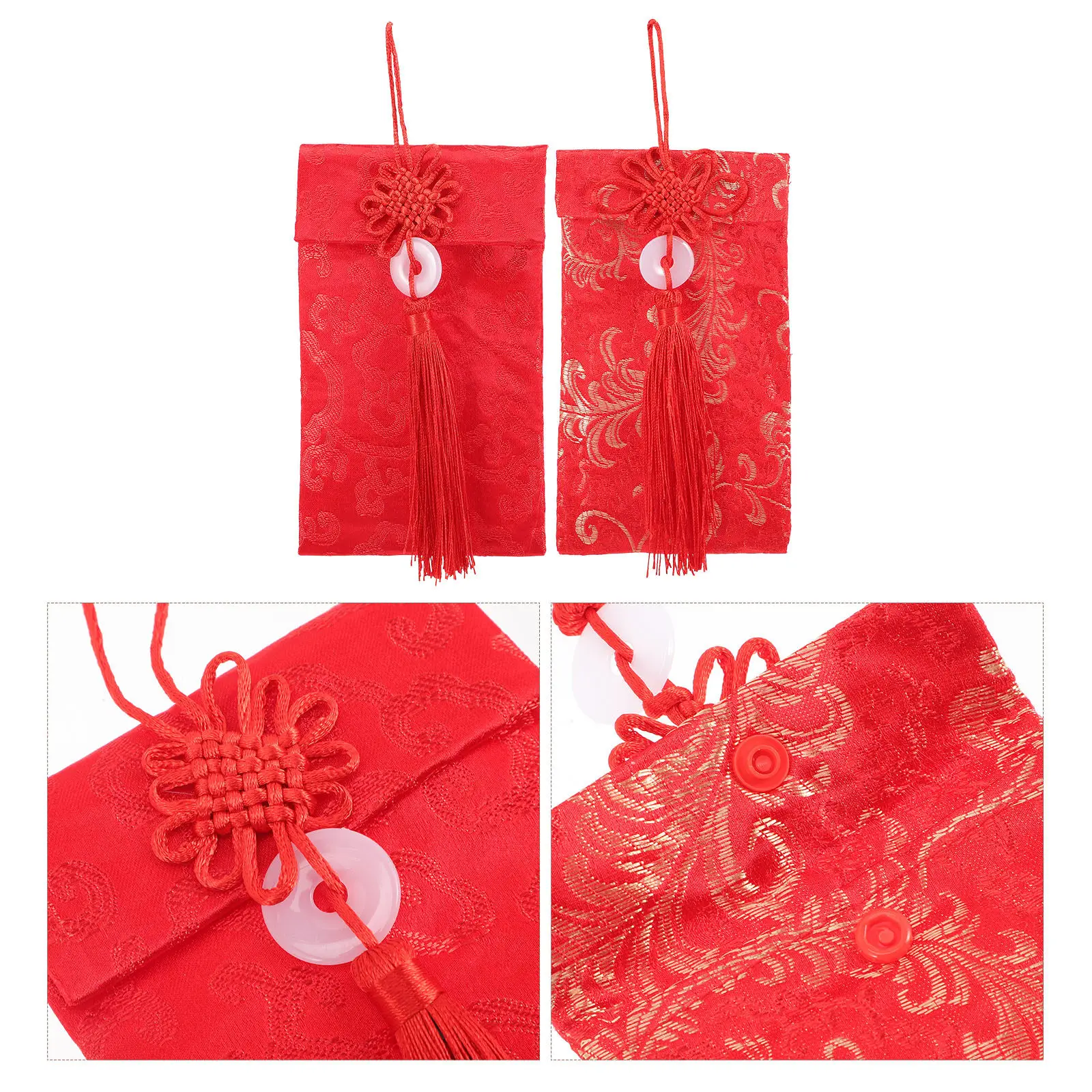 

2Pcs Red Envelopes Chinese Style Cloth Red Packets New Year Money Bag Festival Gift Blessing Prosperity New Year Envelope