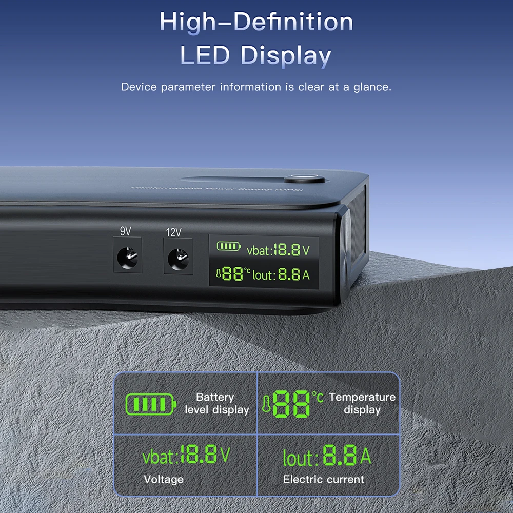 DC 36W DC1036L Digital UPS Uninterruptible Power Supply Without Battery 5V 9V 12V 24V UPS Backup Power Adapter for WiFi Router