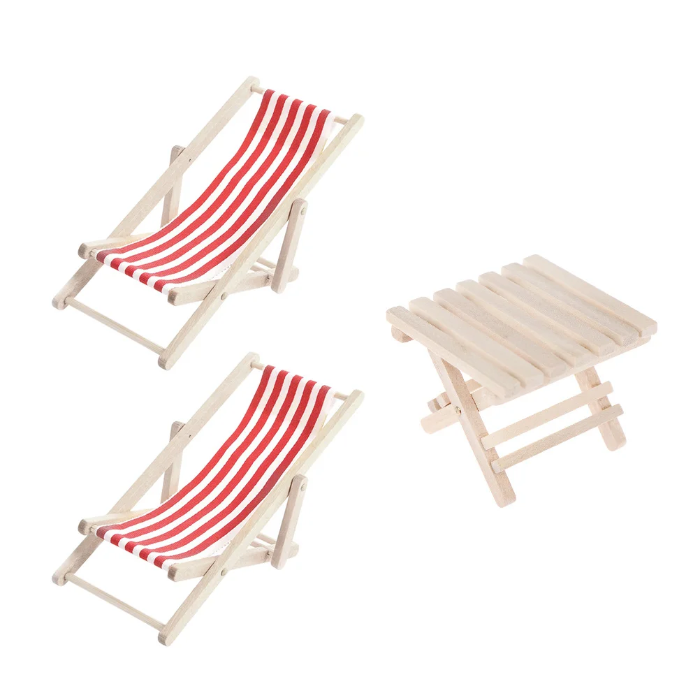 Summer Beach Accessories Model Mini House Furniture Baby Miniature Sunbath Chair