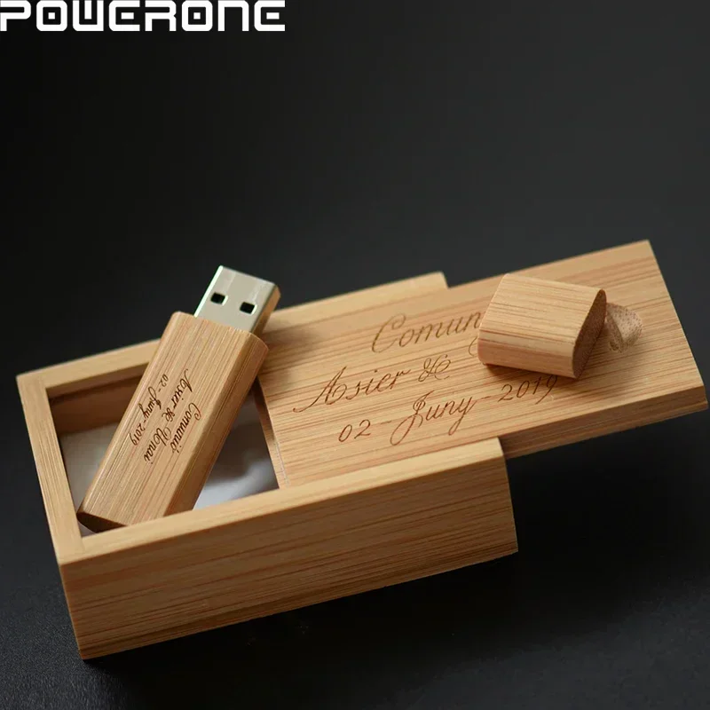 Custom Made Free LOGO Pendrive 64GB Wooden + Box USB Flash Drive 32GB Photography Gift U Disk 16GB Volume Sales Memory Stick 8GB