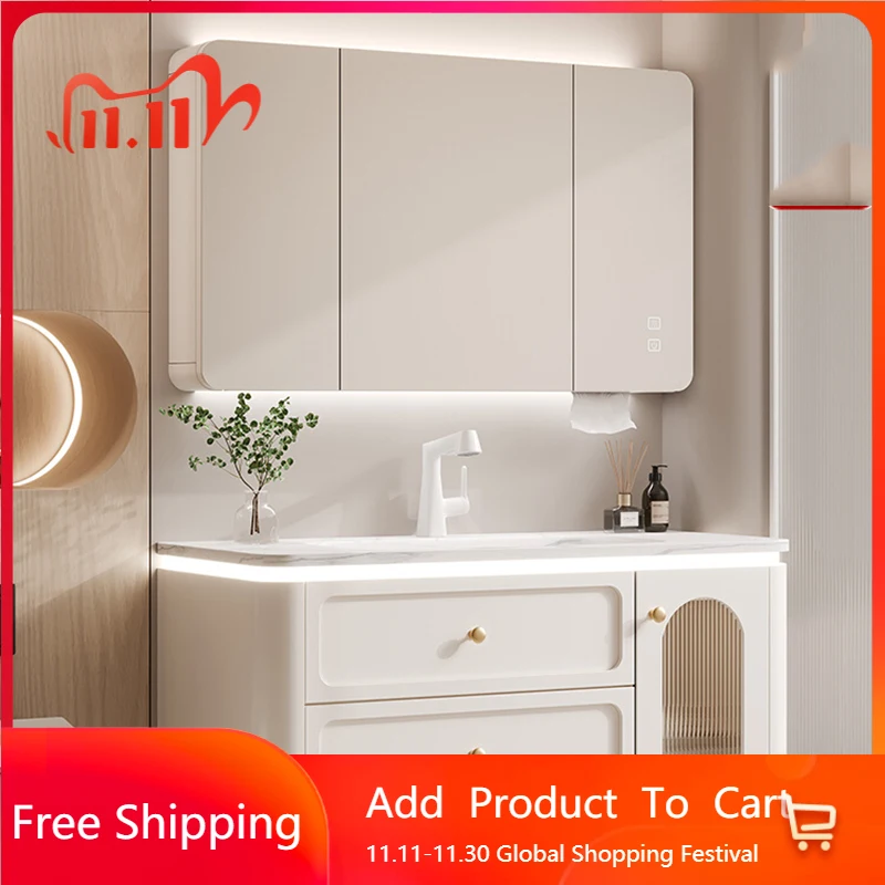 

French Toilet Bathroom Cabinets Washbasin Vintage Vanity Light Bathroom Cabinets Storage Tocador Mueble Maquillaje Furniture