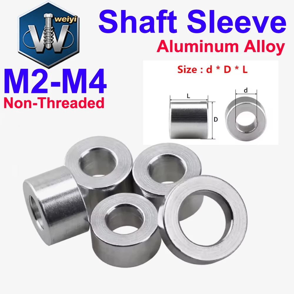 Weiyi M2 M2.5 M3 M4 Shaft Sleeves Aluminum Alloy Flat Washer Gasket Sleeve Non-threaded Stand-off Spacer For Rc Model Part