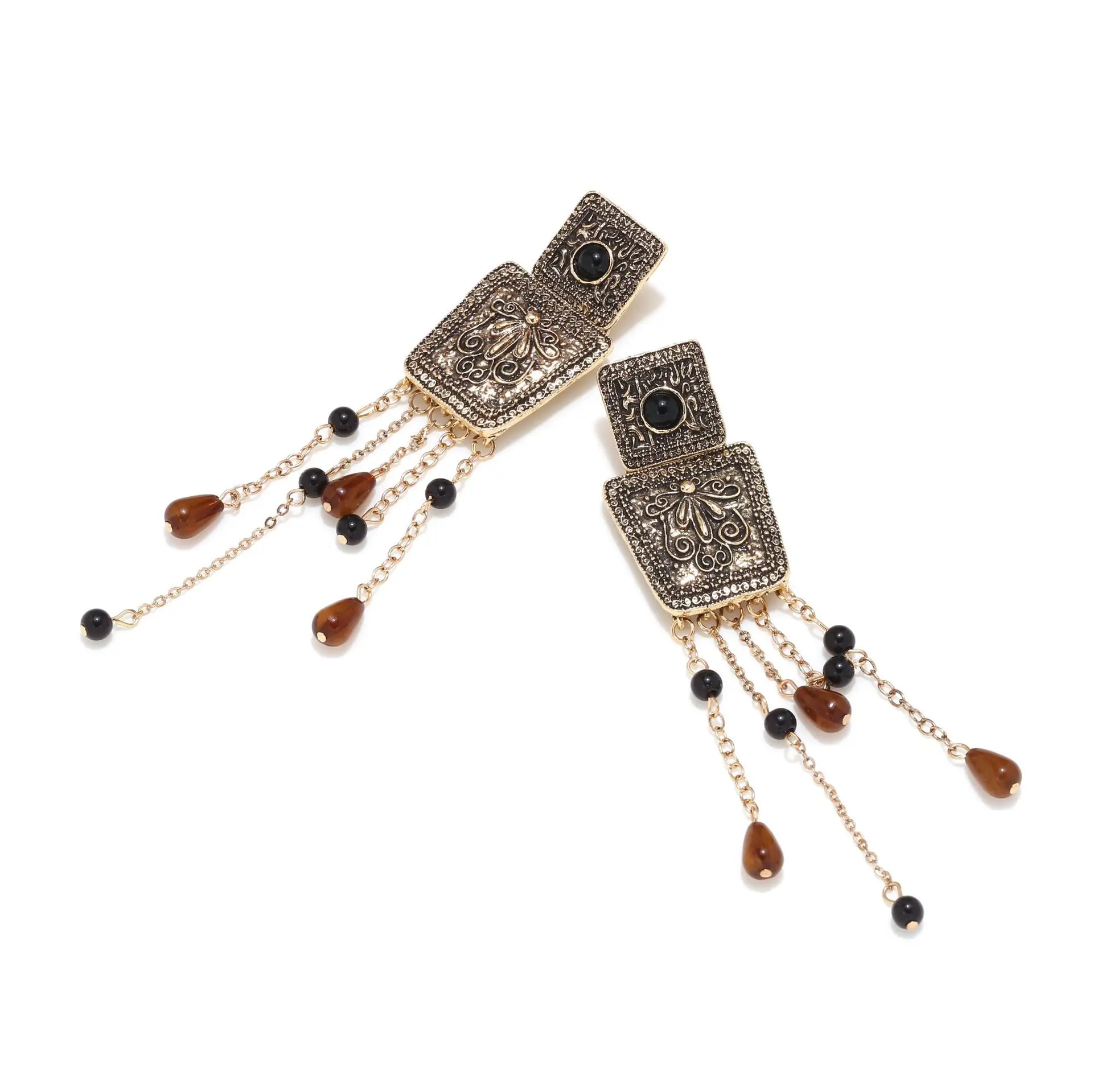 2025 ZAA شخصية مربع الخرز المعدني هامش أقراط للنساء مجوهرات خمر هدايا مجوهرات حفلة عطلة