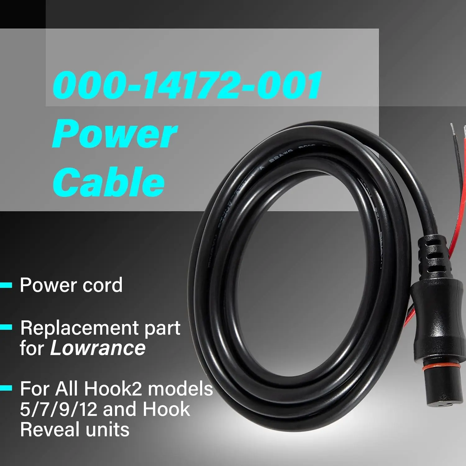 MX 000-14172-001 Hook2 Power Cable Replace for Lowrance Fit for All Hook2 Models 5/7/9/12 Waterproof