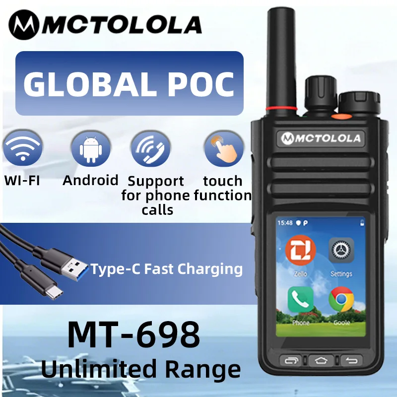 

MOTOLOLA 4G New Zello Android Intelligent Touch walkie-talkie PTT WIFI Bluetooth Handheld POC 5000 km Global Coverage
