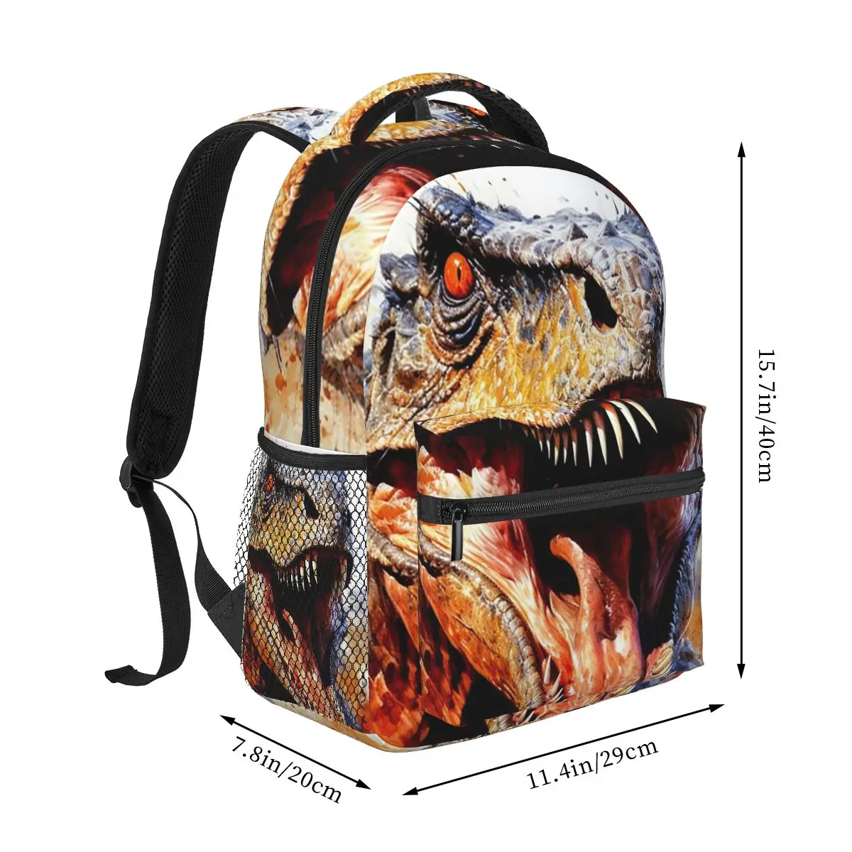 Flaming T-Rex Dinosaur Print Backpack Hot Sale Daypack Large Capacity Children BookBag School Bag Shoulder Bags for Men Women