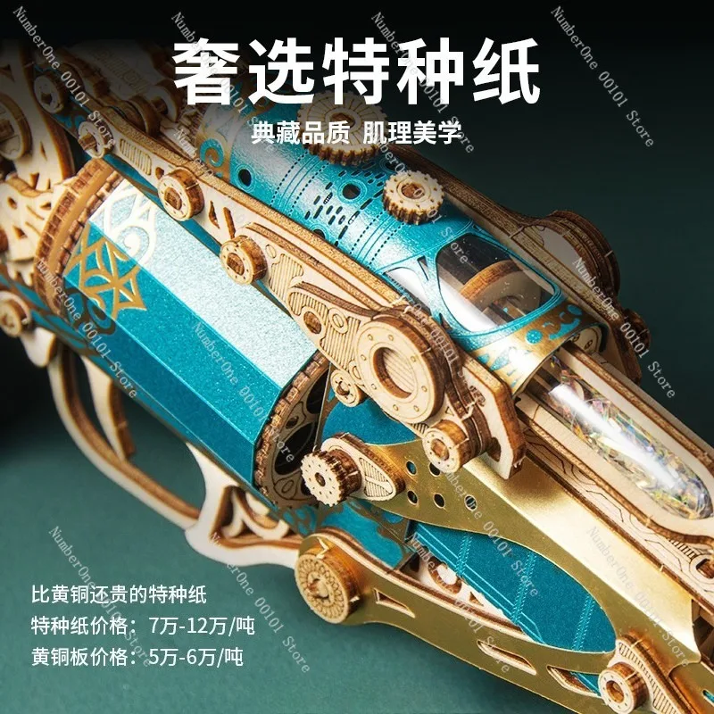 Creative Revolver Assembly Model Wooden Mortise Tenon Building Blocks 3D Puzzle Toy Mechanical Handgun Construction Kit