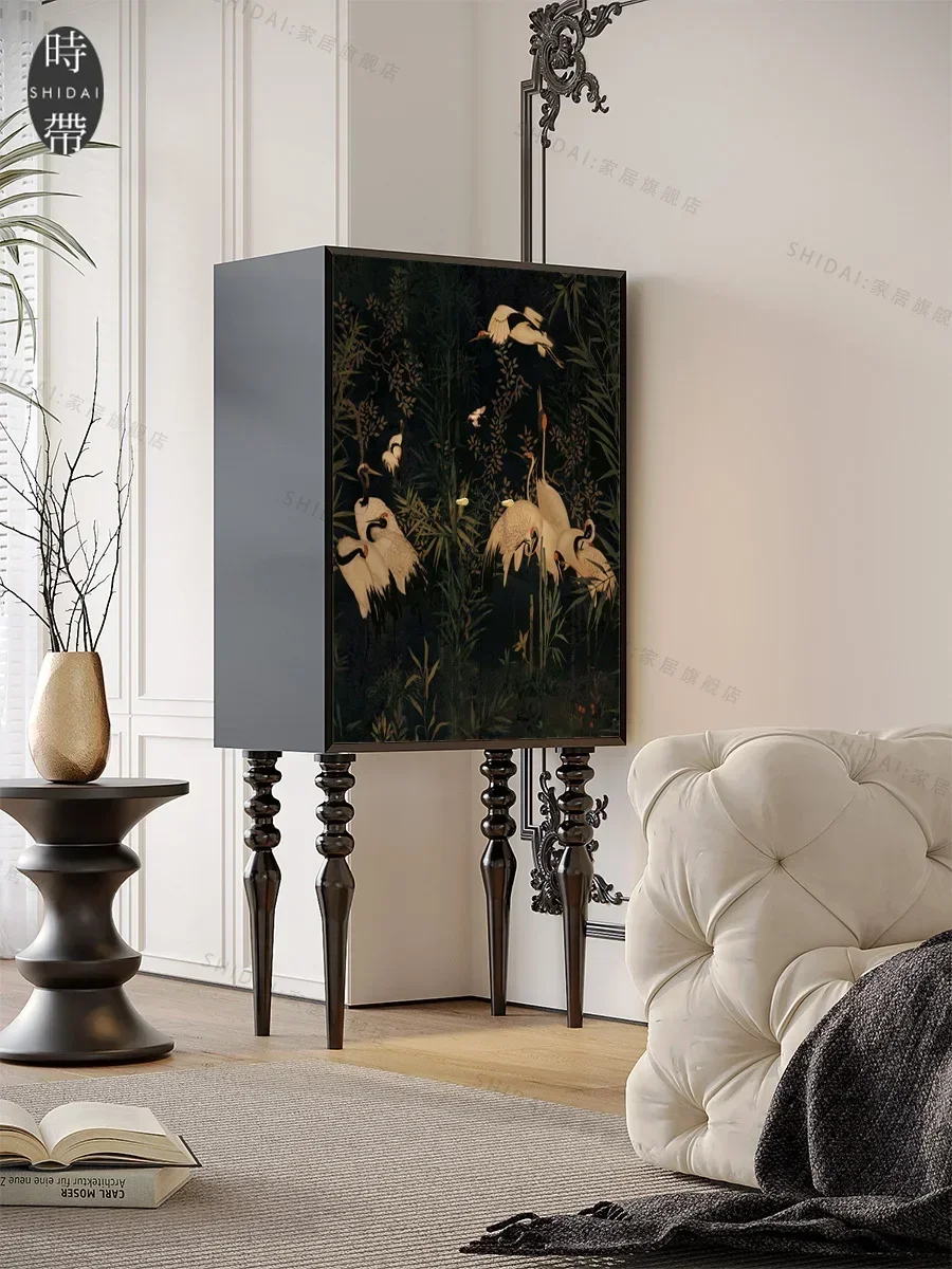 프랑스 계획 크레인 거실 스토리지 스토리지 통합 다기능 단단한 나무 진품 캐비닛 높은 발 캐비닛