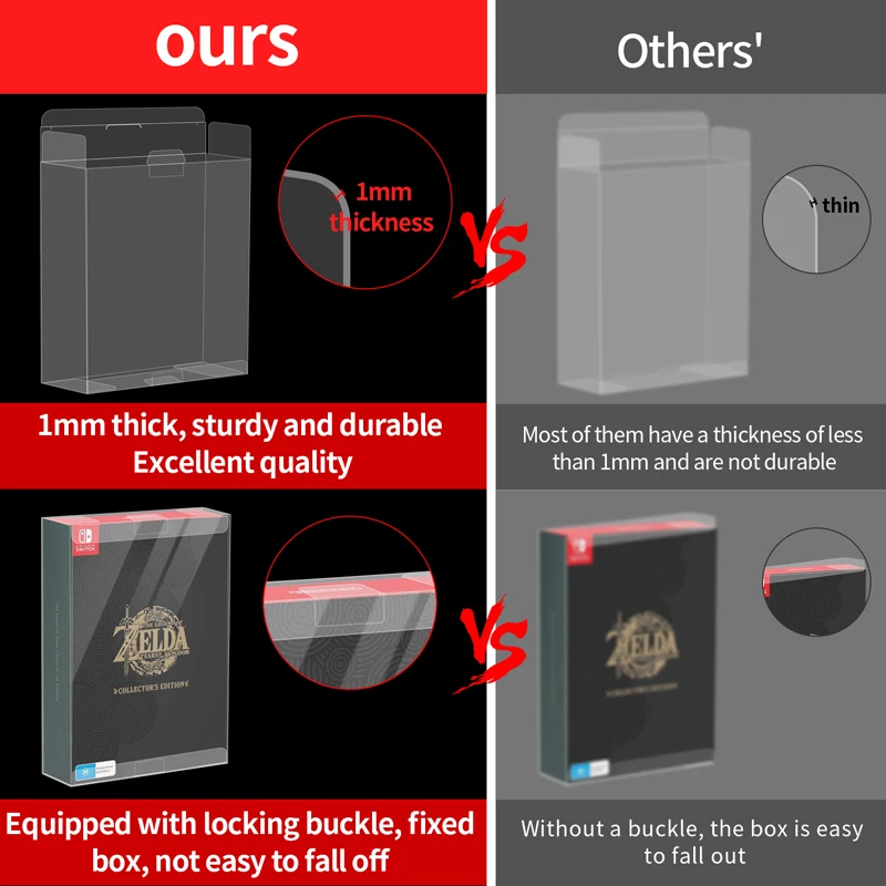 1pc Clear Protective Case Acid-Free Crystal for Legend of Tears of the Kingdom Collectors Edition (Switch 2023) PET Transparent