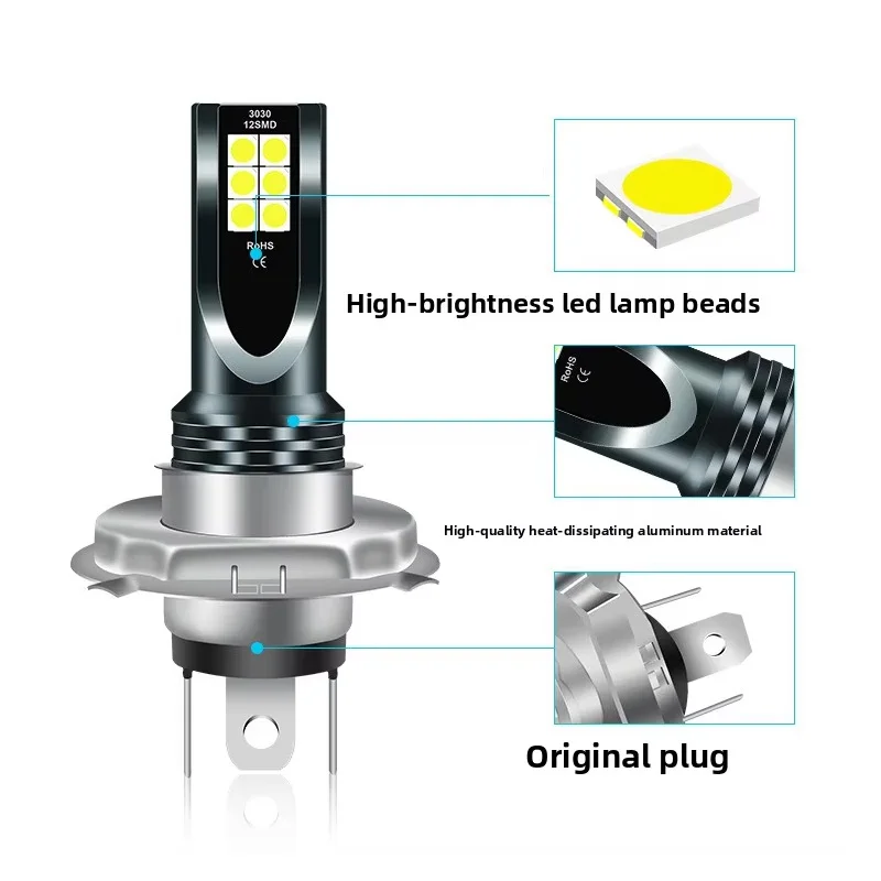 Cross-border special supply of car led headlights fog lights H4 H7 P15D H6 12 lights high brightness led motorcycle headlights image 2