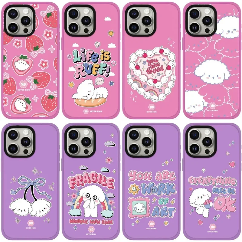 

Frosted Cute White Dog Pattern iPhone 11 12 13 14 15 Pro Max Protective Case