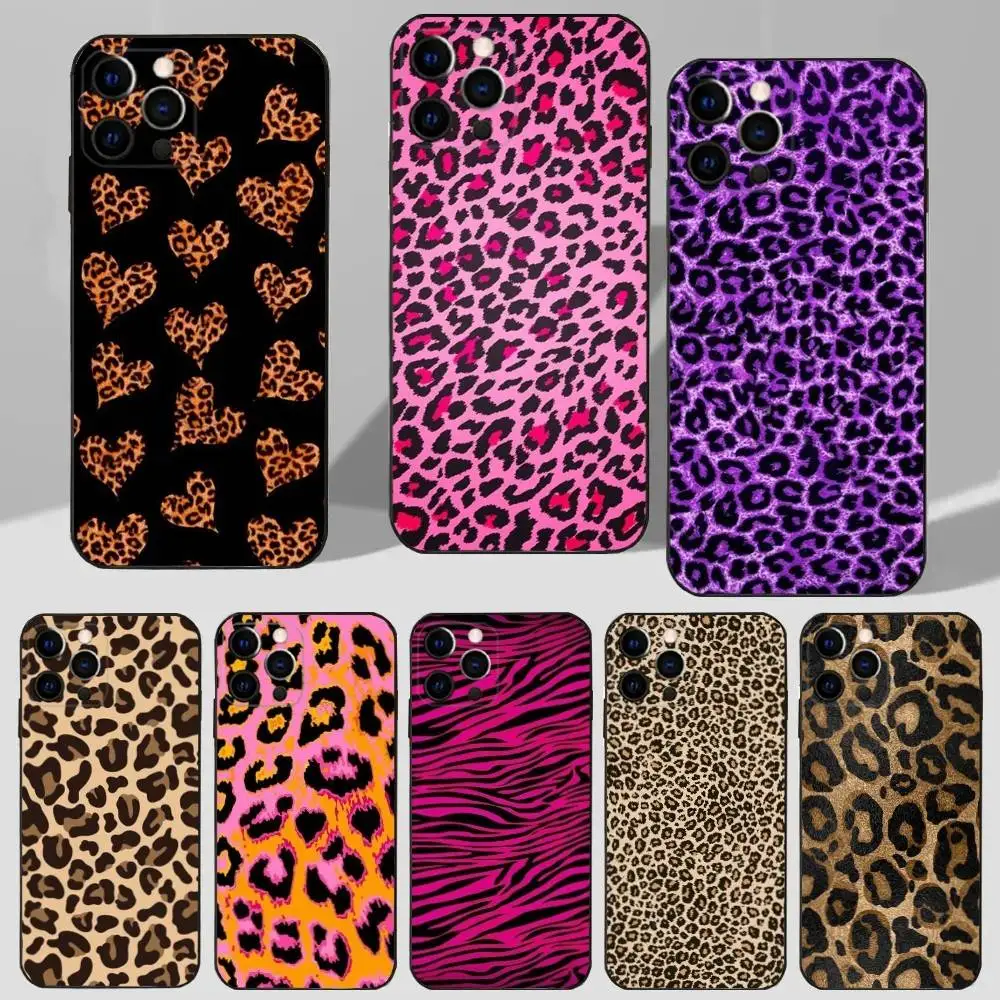 

Pattern Art Leopard Print Phone Case For iPhone 16,15,14,13,12,11 Plus,Pro Max,XS,X,XR,SE,Mini,8,7 Soft Silicone Black Cover