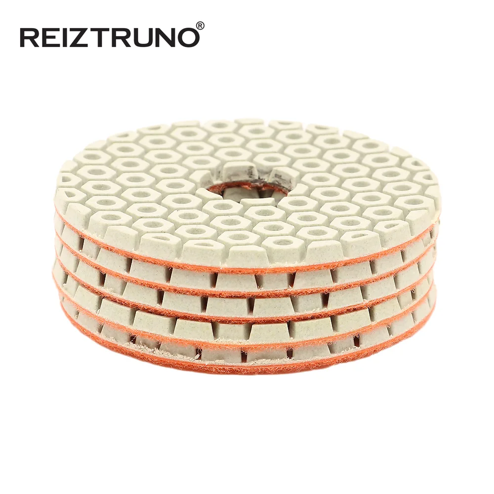 5pcs Reiztruno 4 inch Grinding wheel 100mm Flexible Polishing Pads for stone and concrete,Thickness 4 mm,wet or dry use