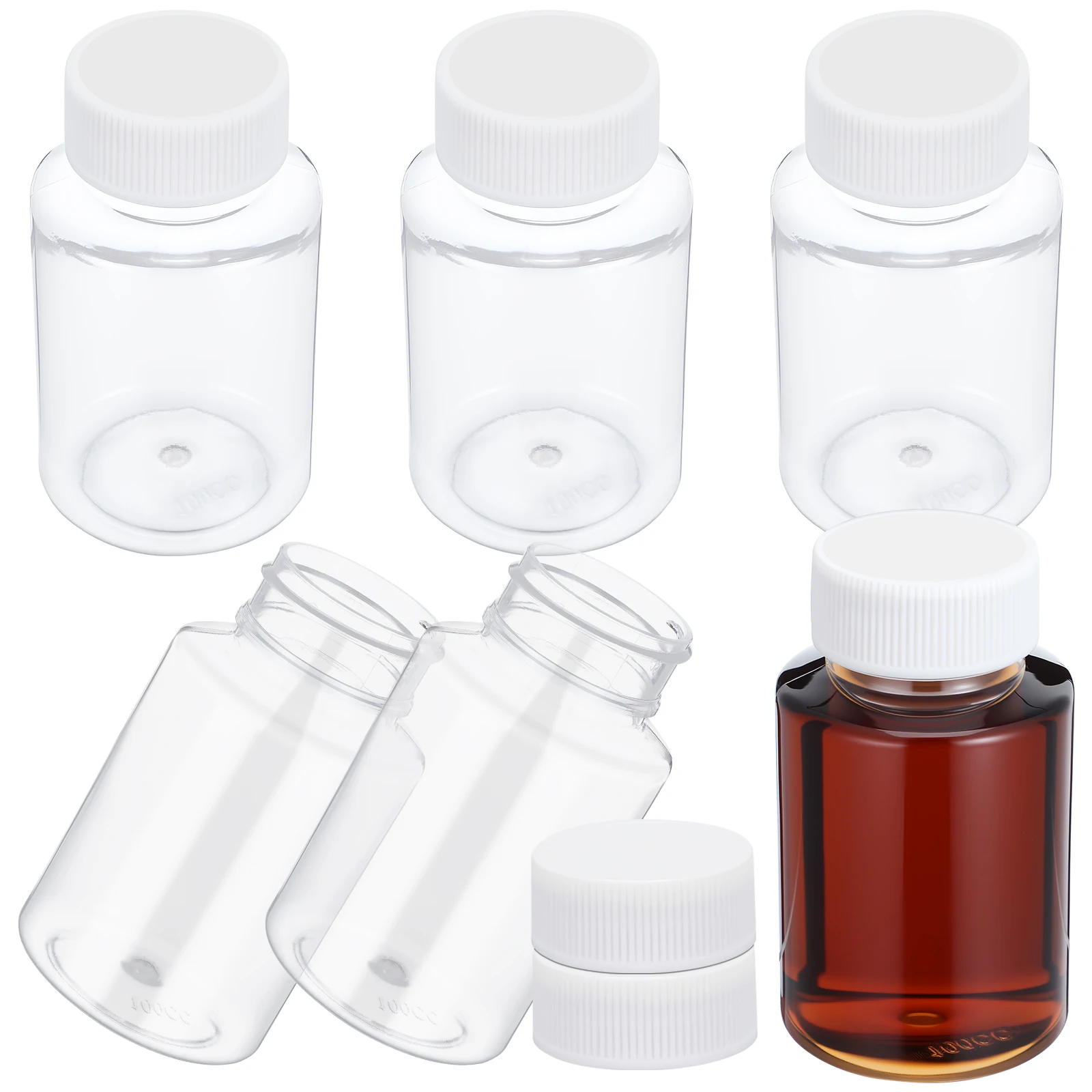 

6pcs 100Ml Oil Sample Bottle Transparent Reagent Vial For Lab Storage Corrosion Resistant Sealing Sampling Vials Bulk Empty