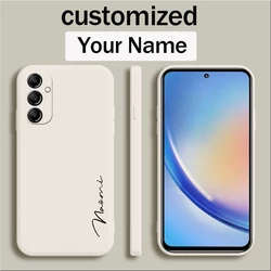 For Samsung A35 A34 A33 A32 4G 5G A31 Customized Personalized Name Luxury Original Initials Soft Liquid Silicone DIY Case Cover