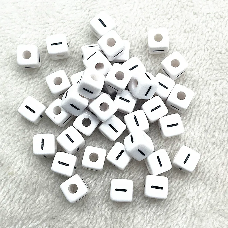 20pcs 10*10mm Cube Acrylic Letter Beads Single Alphabet A-Z White Square Bracelet Jewelry Making Beads