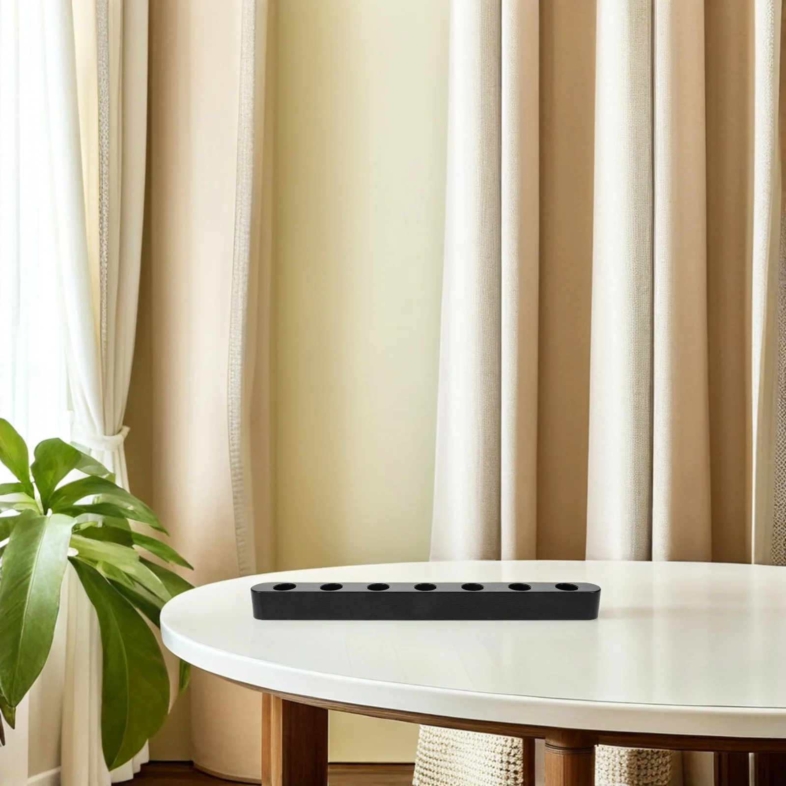 

2pcs 7-Hole Holder Bar Black Plastic Rustic Farmhouse Taper Candlesticks For Christmas Wedding Dinner Decor Living Room