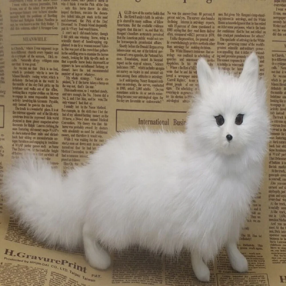 

cute simulation white fox toy polyethylene & furs standing fox doll about 26x7x15cm 1416