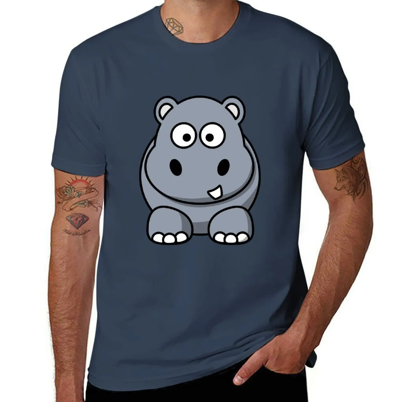 

Cartoon Hippo T-Shirt t shirt men 100% cotton luxury brand t shirts for man graphic tees graphic t shirts for man T-Shirt