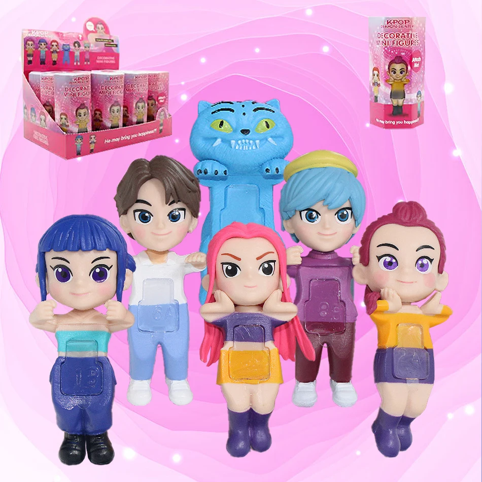 ฟิกเกอร์นักล่าปีศาจเวอร์ชั่น Q ฟิกเกอร์ Huntrix ของสะสม Kpop ฟิกเกอร์นักล่าปีศาจ ของเล่น Derpys Tiger Rumi ของตกแต่งสไตล์อิตาเลียน Brainrot