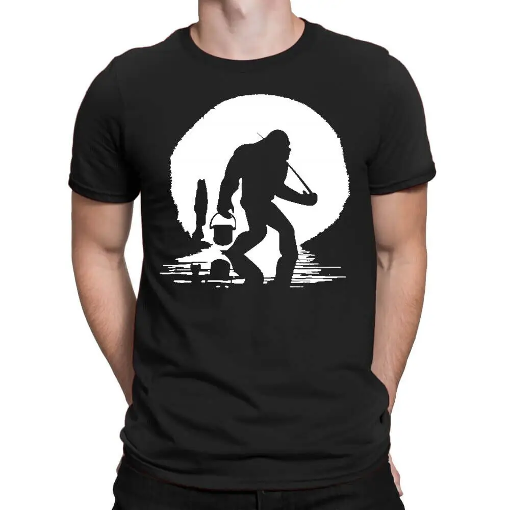 BEST TO BUY Dark Bigfoot Fishing Silhoutte Fisherman Lover T Shirt