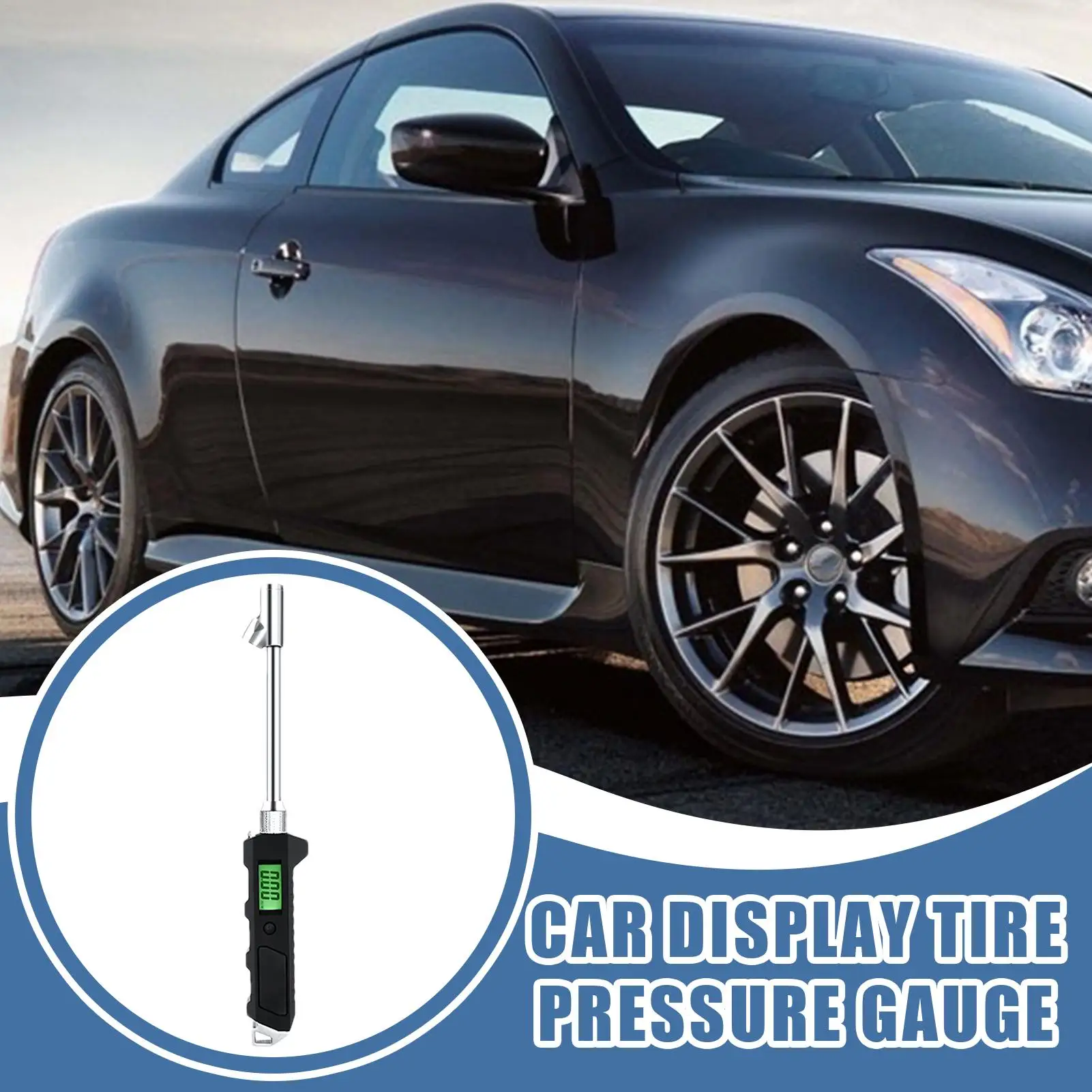 Car Tire Pressure Gauge LCD Display High-Precision Tester Double Head Air Tire Gauge With Backlit For Drivers SUV Automotive