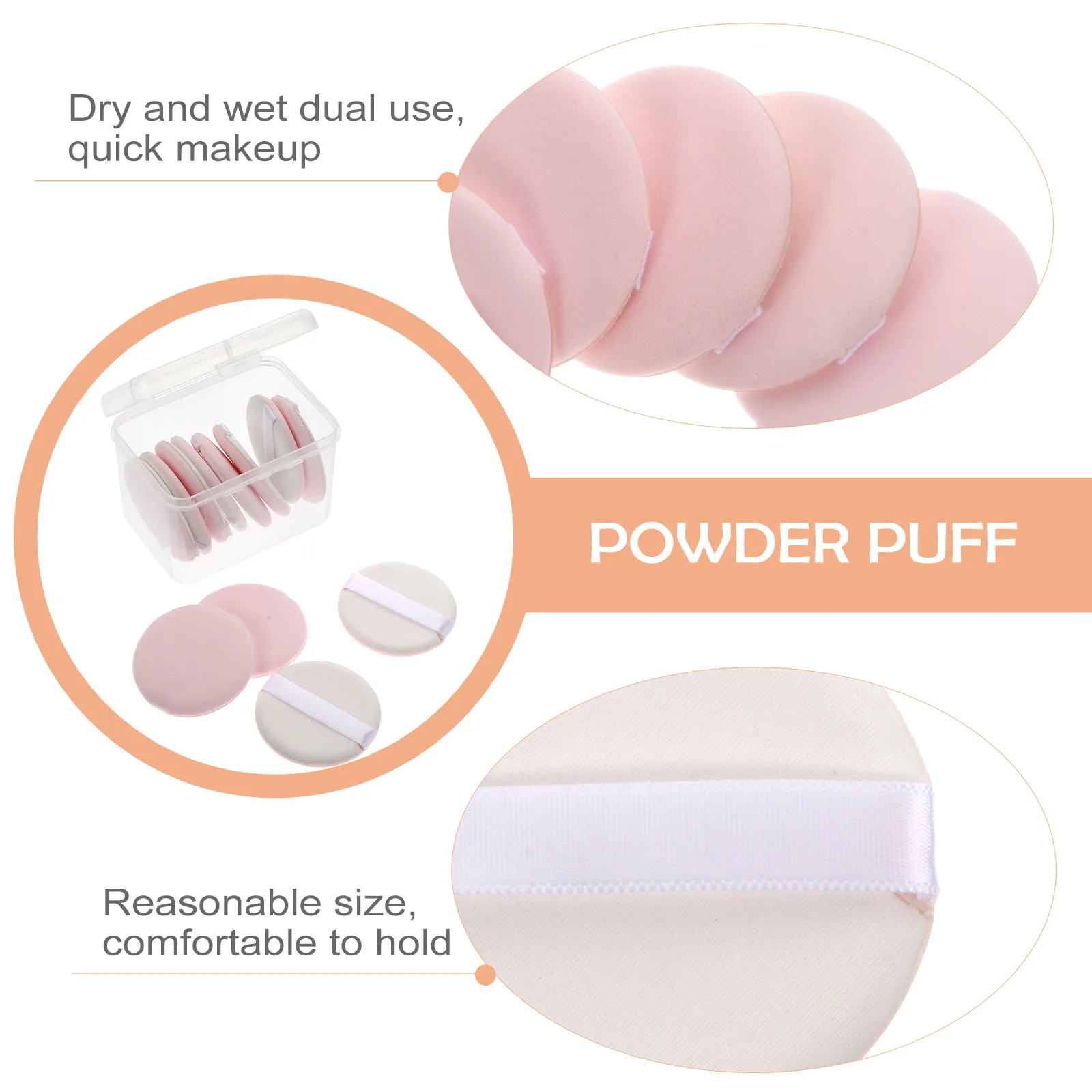 12 Uds. De polvo corrector para maquillaje de pastel, aplicador redondo suave y agradable para la piel para polvo facial, uso húmedo y seco, de larga duración