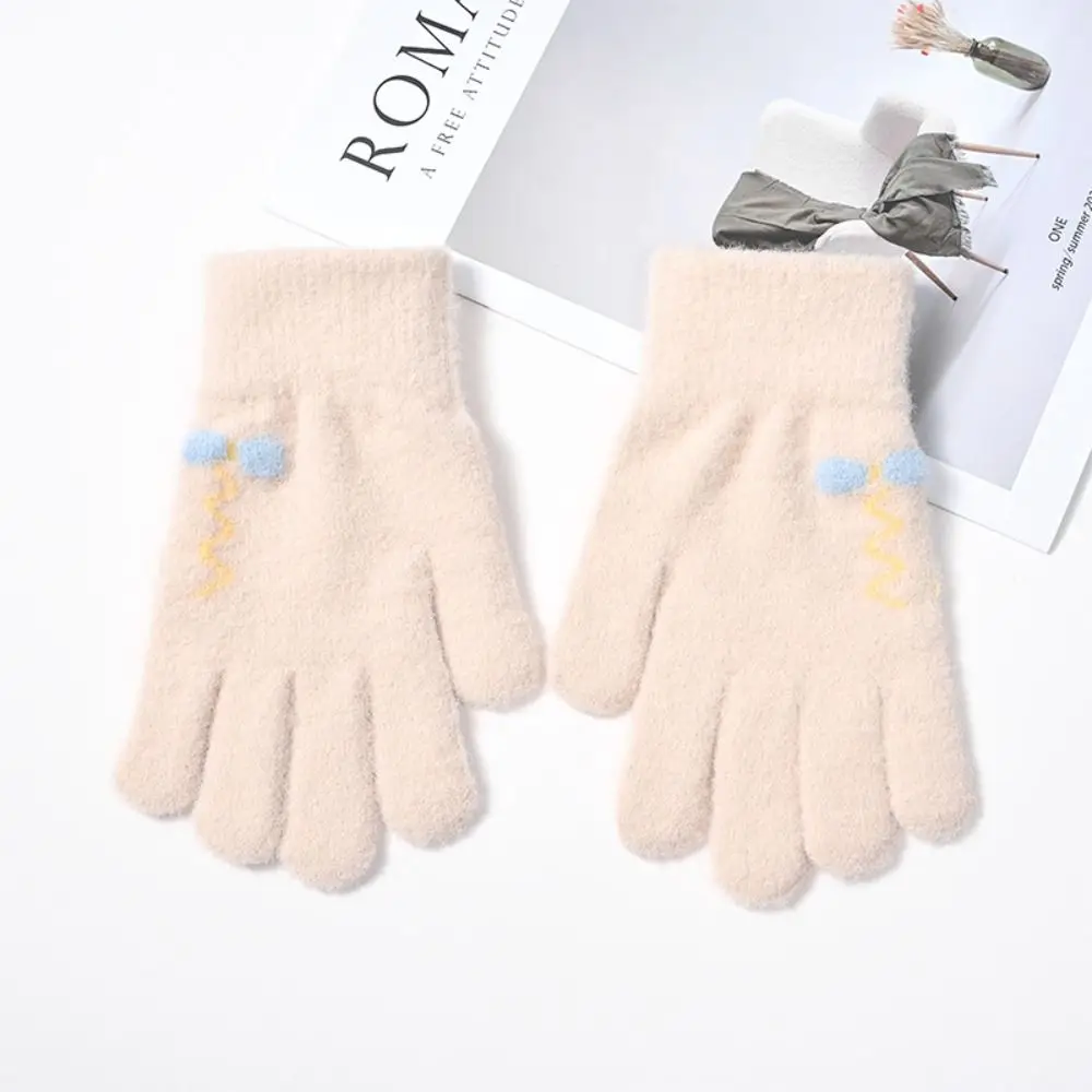 ถุงมือแฟชั่นไนลอนน่ารัก อุ่น สีพื้น ถักหนา ป้องกันลม ใช้หน้าจอสัมผัสได้ เหมาะสำหรับกิจกรรมกลางแจ้ง