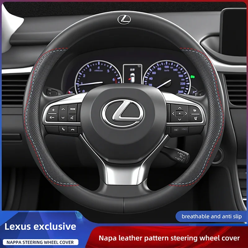 

Car Sticker Lexus Car Leather Steering Wheel Cover Anti-slip Accessories For Lexus F SPORT ES RX NX LS UX LM LX GX LC RZ IS CT G