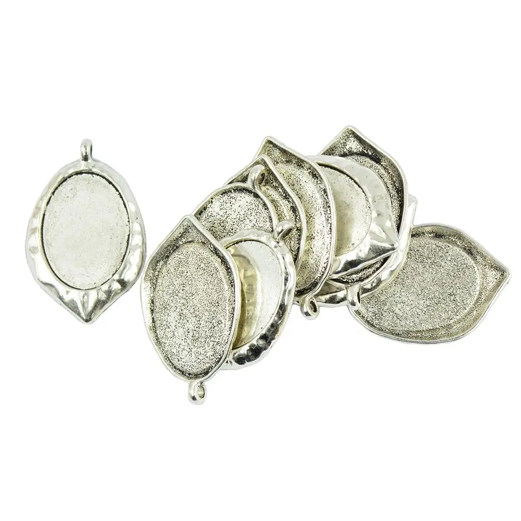 10Pcs Blank Fruit Oval Bezel Tray Base for 22x29mm Cabochon Necklace Pendant