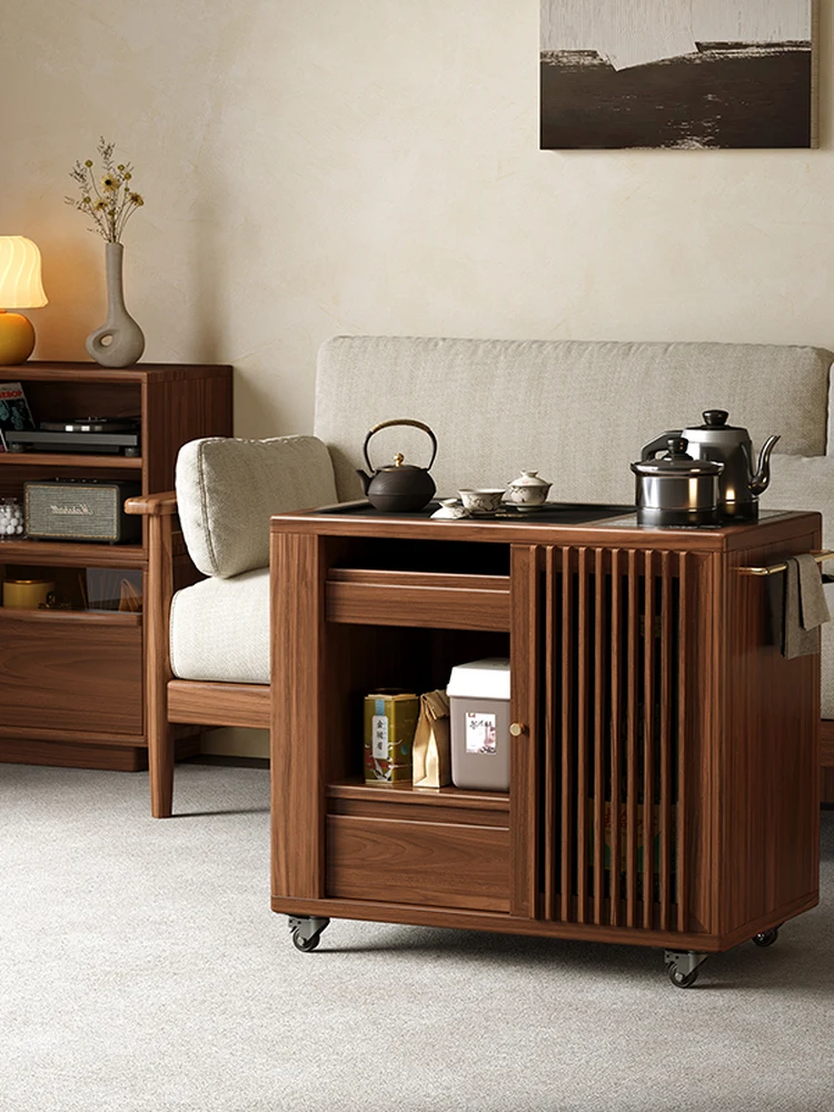 LH Solid wood mobile tea table Home office Side cabinet Tea table Kettle