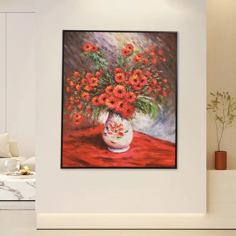 

Red flower 50*60CM hand-painted oil painting living room study landscape decorative cloth modern classic oil painting