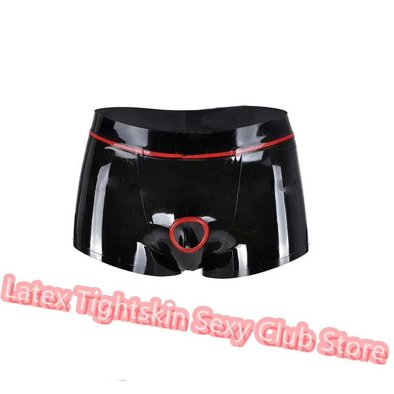 

Men Latex Panties Boxer with Front Hole Sexy Fetish Shorts Handmade Underwear Club Wear for Men Cosplay Costumes