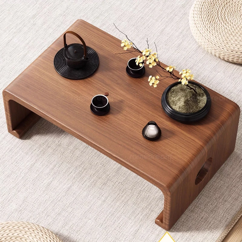 طاولة شاي تاتامي قابلة للطي على الطراز الياباني | عتبة النافذة الخشبية الصلبة طاولة منخفضة | طاولة القهوة للجلوس على الأرض | استخدام المنزل مكتب التأمل زن
