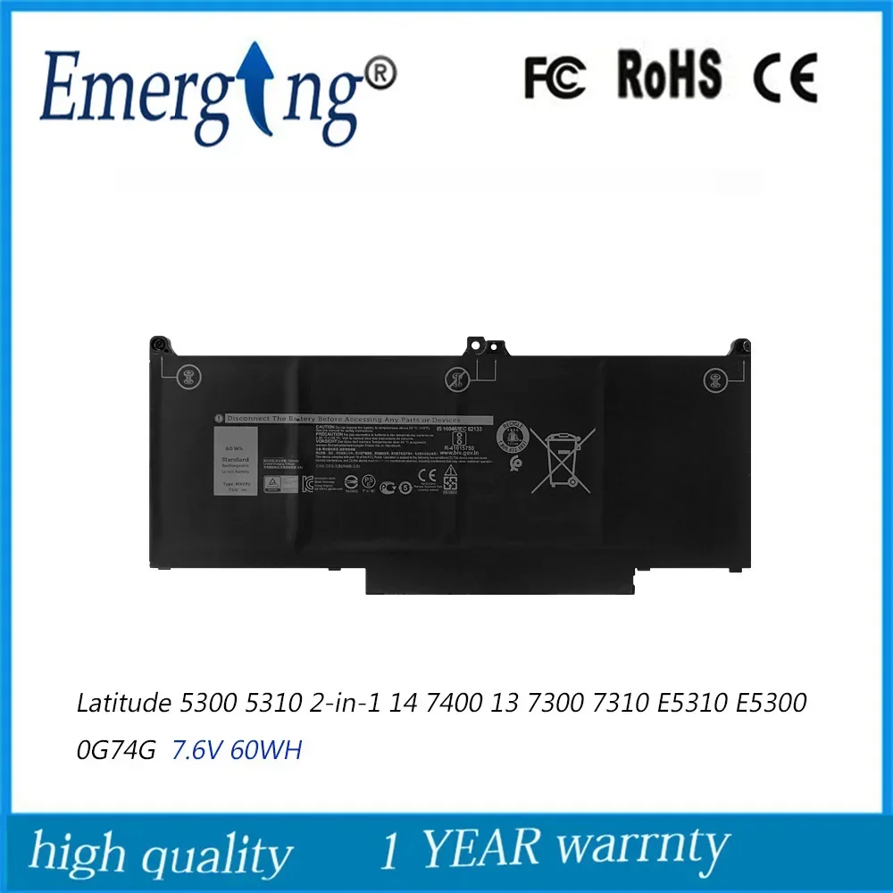 MXV9V Laptop Battery For Dell Latitude 7300 7400 5300 5310 2-in-1 Series P97G001 829MX P99G001 P100G001 5VC2M 7.6V 60Wh