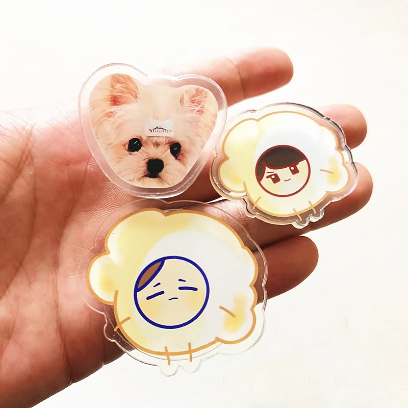 Fashion Acrylic Telephone Holder Stand Custom Lovely Dog Cat Children Photos CellPhone Standing Clear Anime Airbag Phone Grip