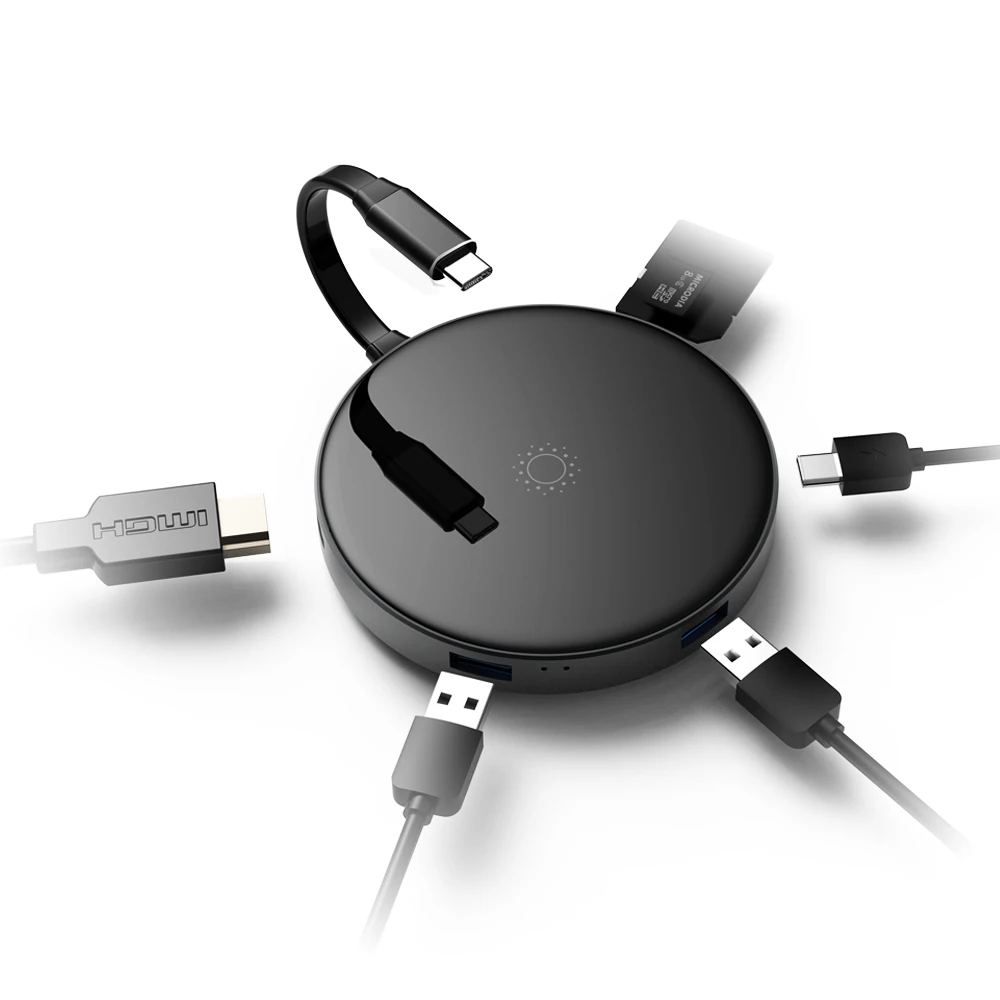 

Colorii USB C HUB 5W Wireless Charging Type C HUB Docking Station Fast Charging HDMI USB 3.0 HUB 5Gbps for PC Laptop MacBook pro