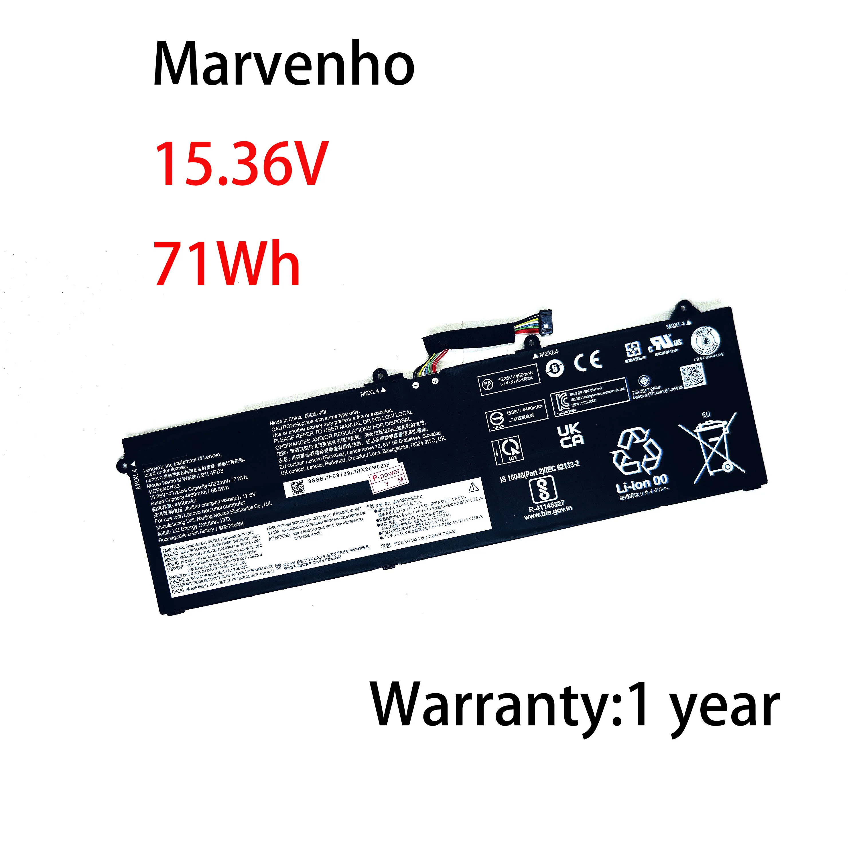 Marvenho New 15.36V  4460mAh 71Wh L21L4PD8  L21C4PD8 L21M4PD8  Laptop Battery for  Lenovo ThinkBook 16 G4+ IAP ARA