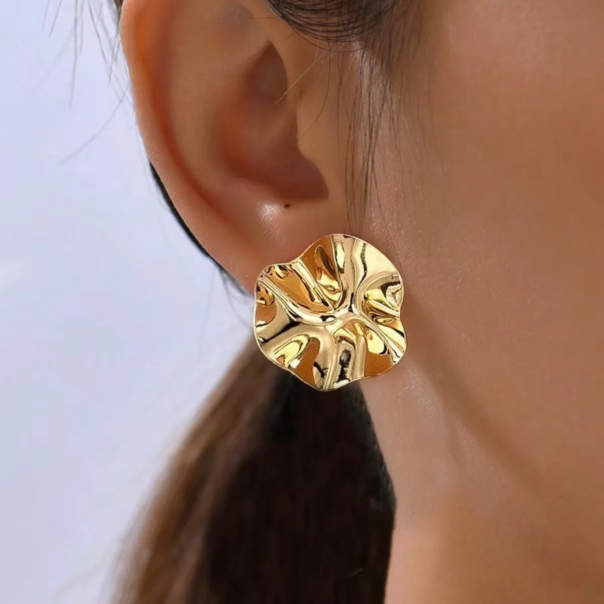 Personality Texture Folded Irregular Stud Earrings, Unique and Versatile Minimalist Earrings for Women