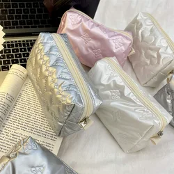 Women Toiletries Skincare Storage Bag Organizer Pouch Korean Silver Cute Clutch Cosmetic Handbag Makeup Bag Coin Case