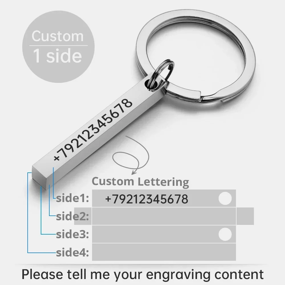 Personalisierter 3D-Bar-Schlüsselanhänger mit Gravur, Text, Name, Datum, individueller Schlüsselanhänger, Edelstahl-Schlüsselanhänger, Ringe, Halter, bestes Geschenk P039