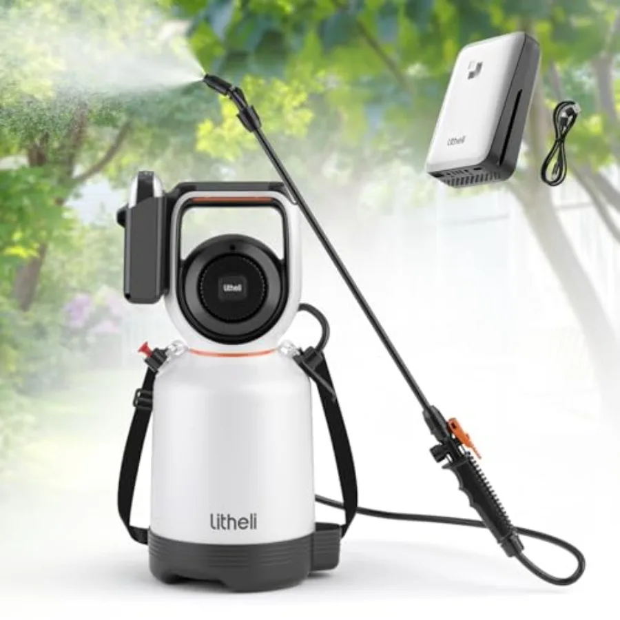 

20V Cordless Garden Sprayer 1.3 Gallon/4.75L Pump Sprayer Intelligent Pump Pressure Control 2 Spray Modes for Spraying Plants G